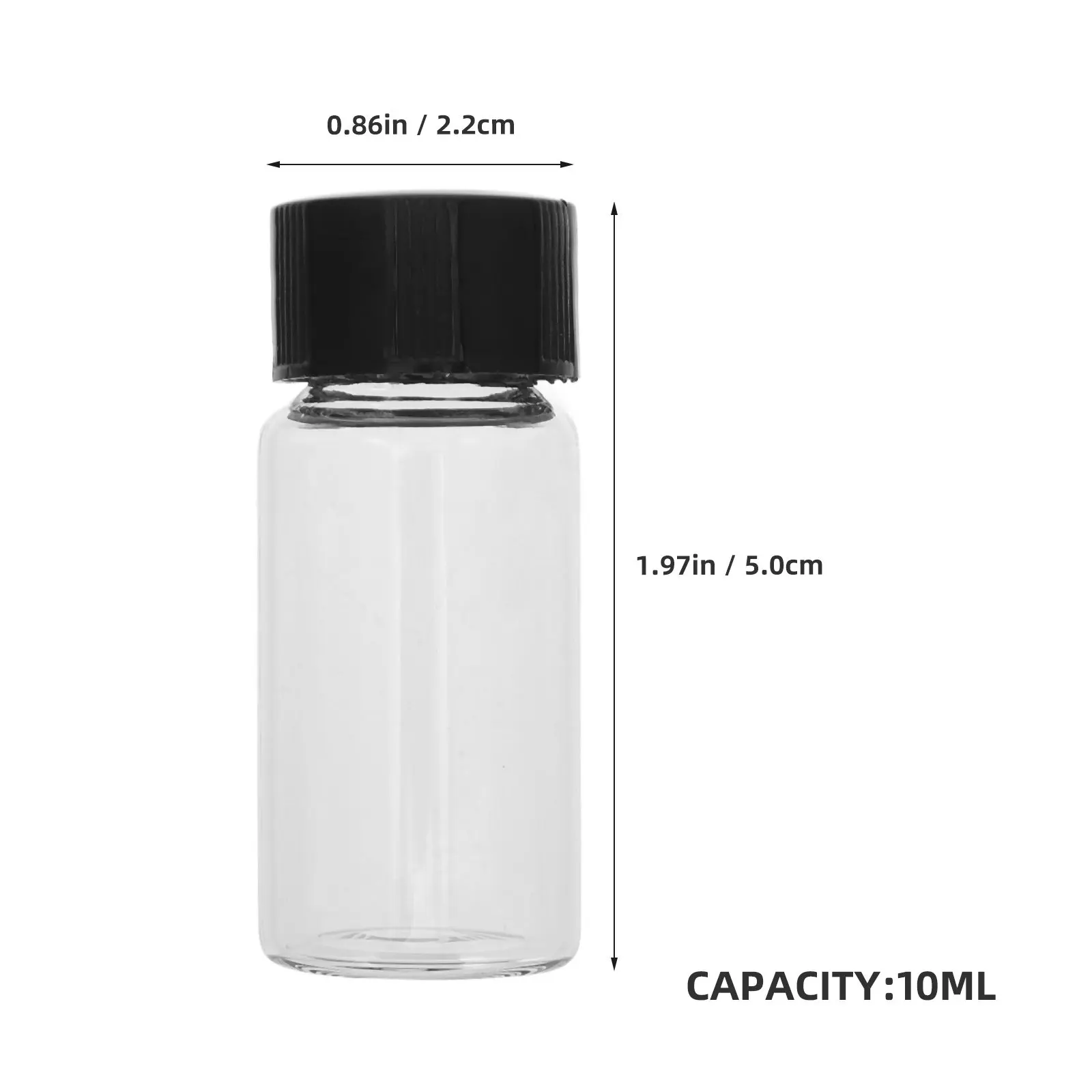100Pcs 10ml Glass Sample Vials with Screw Caps Leakproof Perfume Liquid Storage Bottles