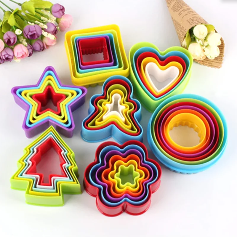 5-6pcs/set Cupcake Round Shape Cookie Cutter Plastic Cake Mold Geometric Figure Biscuit Fondant DIY Cake Kitchen Cooking Tools