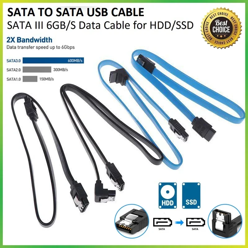 【Schnelle Lieferung】 3,0 SATA III serielles ATA-Datenkabel mit Clip für SSD-HDD-Festplatte beschleunigt 6 Gbit/s L-Form oder gerade