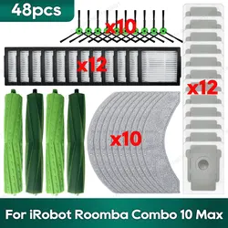 Irobot Roomba Combo 10 Max Robot vakum aksesuarları için uyumlu ana fırça Hepa filtre paspas Rag toz torbası yedek parçalar