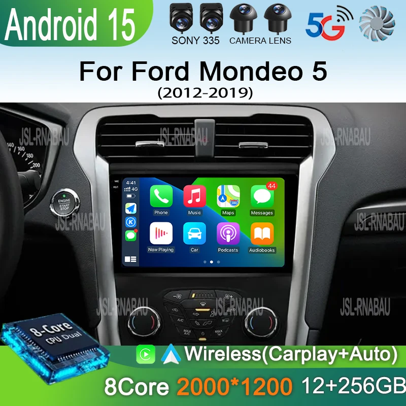 

Android 15 Carplay Auto 4G WIFI GPS For Ford Mondeo 5 Fusion 2012-2019 Car Radio Multimedia Player Video Stereo Head Unit 2din