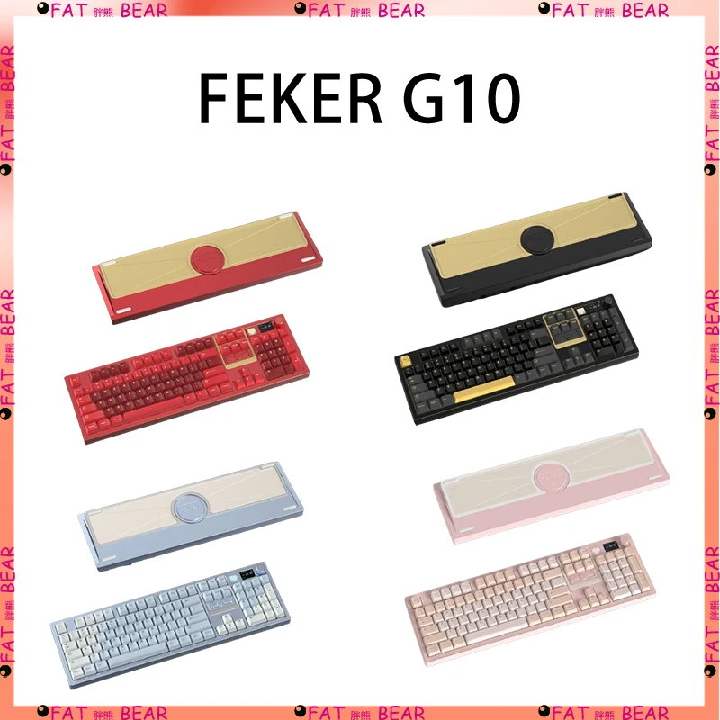 

Механическая клавиатура FEKER G108 с настраиваемой конфигурацией, беспроводная (Bluetooth, 2.4G), аккумулятор 8000 мАч, корпус из алюминия с ЧПУ, светодиодный TFT-дисплей, двойной экран, регулятор громкости