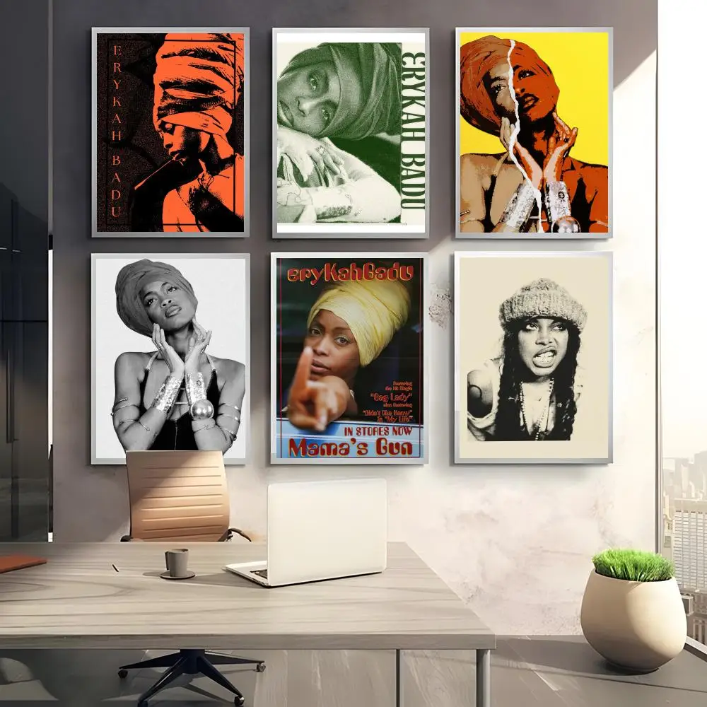 Iconic Neo-Soul Singer Album Art E-Erykah Badu Poster HD art sticky wall waterproof home bedroom bar aesthetic decoration