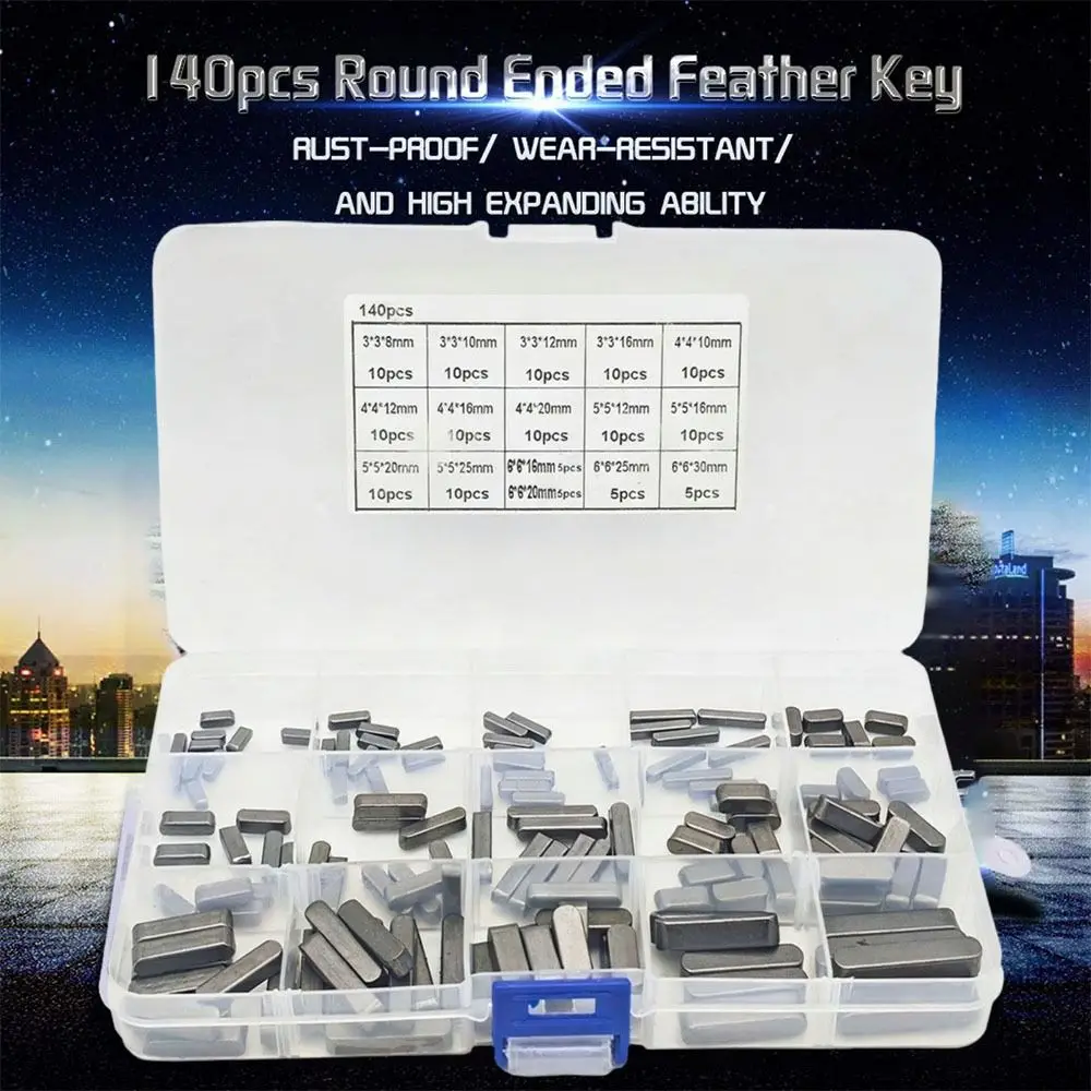 140pcs 3-6mm Size Range Parallel Pins Resilience Corrosion-resistant Round End Flat Keys Double Round Head Flat Key Pin