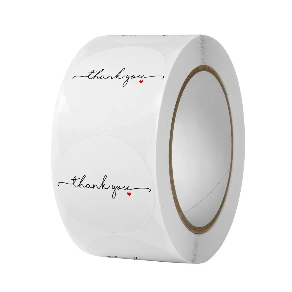 ملصقات ملصقات هدايا مزخرفة باللون الأبيض الدائري شكرًا لك على طلب شريط لاصق لختم الهدايا في المتجر #2