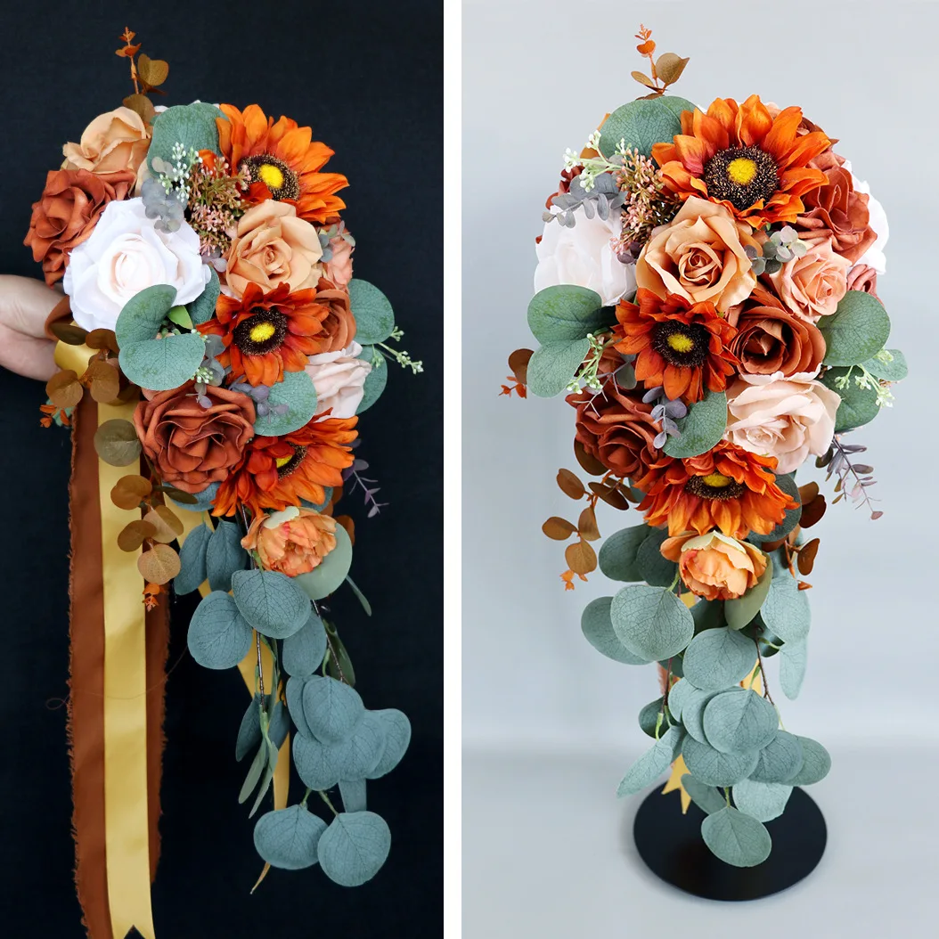 

Sunflowers Bridal Bouquets Wedding Flowers 2025 Latest 25*55cm Wedding Accessories L&P DQL Studio