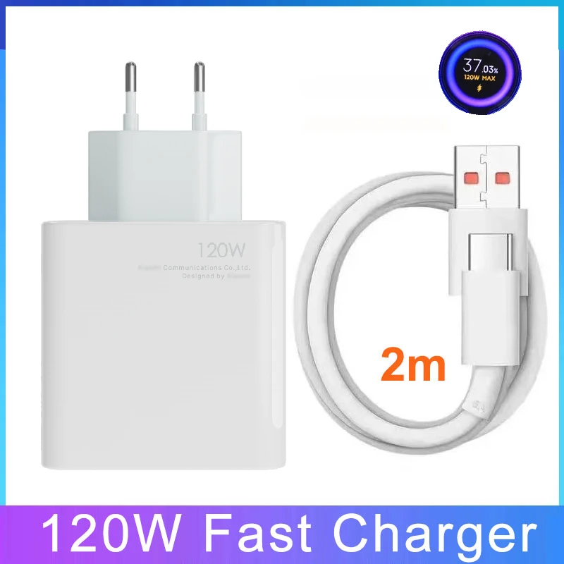 For Xiaomi 120W charger Fast charge adapter 2M 1.5M Type C cable For Mi 11T 12T 12 12S Pro 13 Pro Black Shark 4s 5 Pro 5 RS