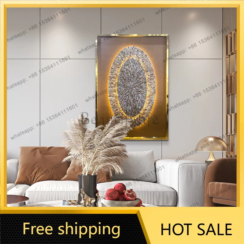 LJY porch handmade natural shell decorative painting living room sofa