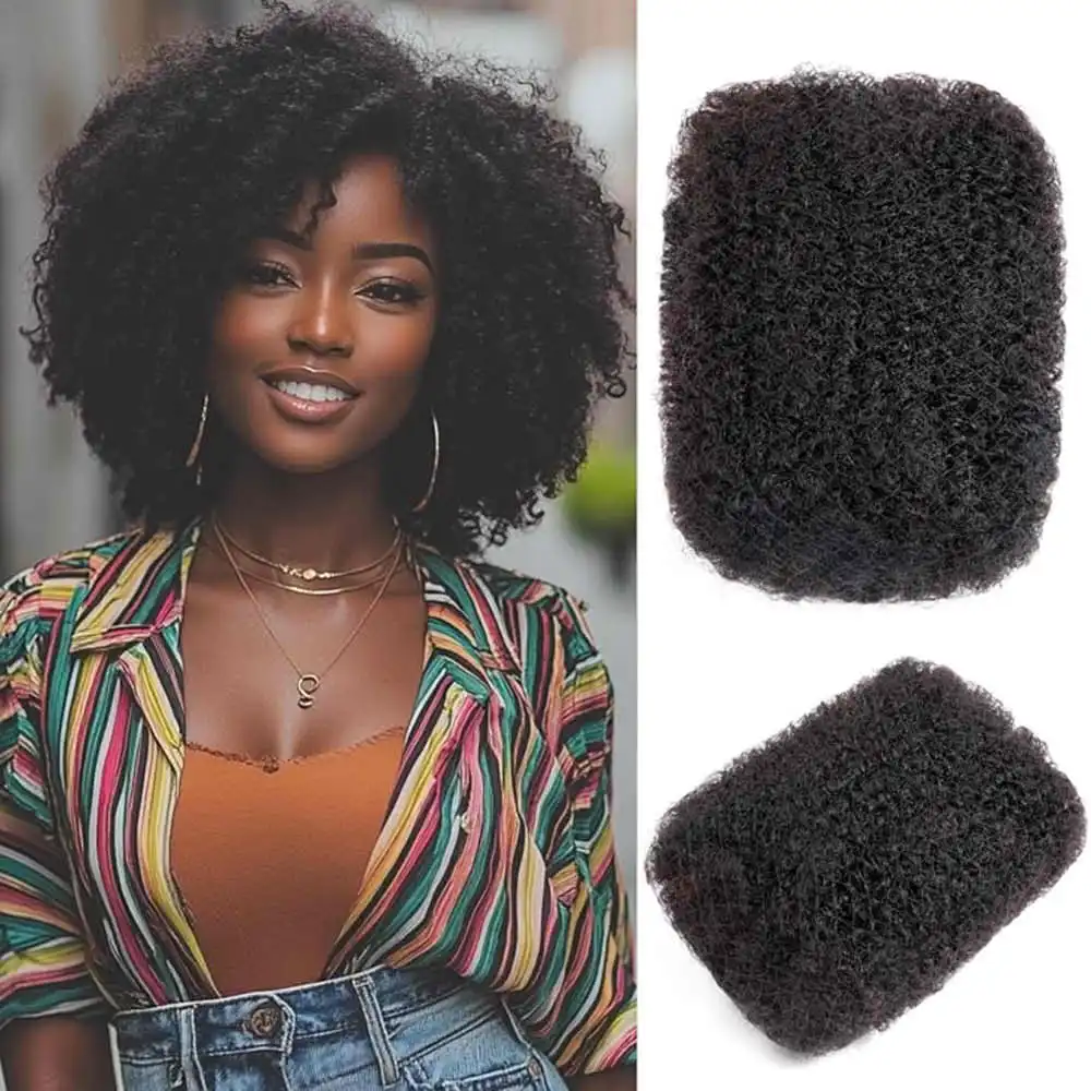 Afro Kinkys Bulk Human Hair For Braiding Afro Kinky-Curly Human Hair Bulk For Mini Twist Hair 1B/35g/pack