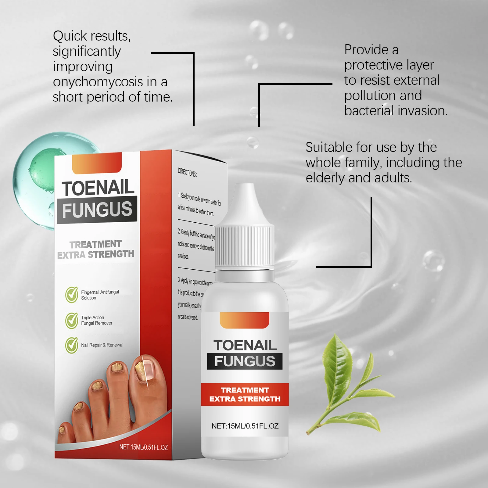 เซรั่มรักษาเชื้อราเล็บเท้า สูตรเข้มข้นพิเศษ แก้เล็บหักงอ ซ่อมแซมเล็บที่หนา ดำคล้ำ เลือนสี หรือเสียหาย บำรุงและฟื้นฟูเล็บเท้า ขนาด 15 มล.