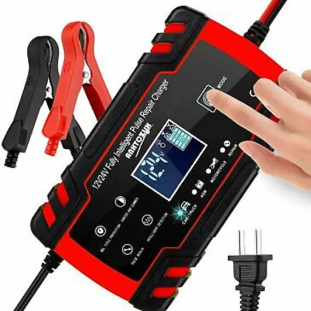 12V Intelligent Car Motorcycle Battery Charger Overheat Overcharge Multiple Protection With Lcd Display Car Charger Accessories