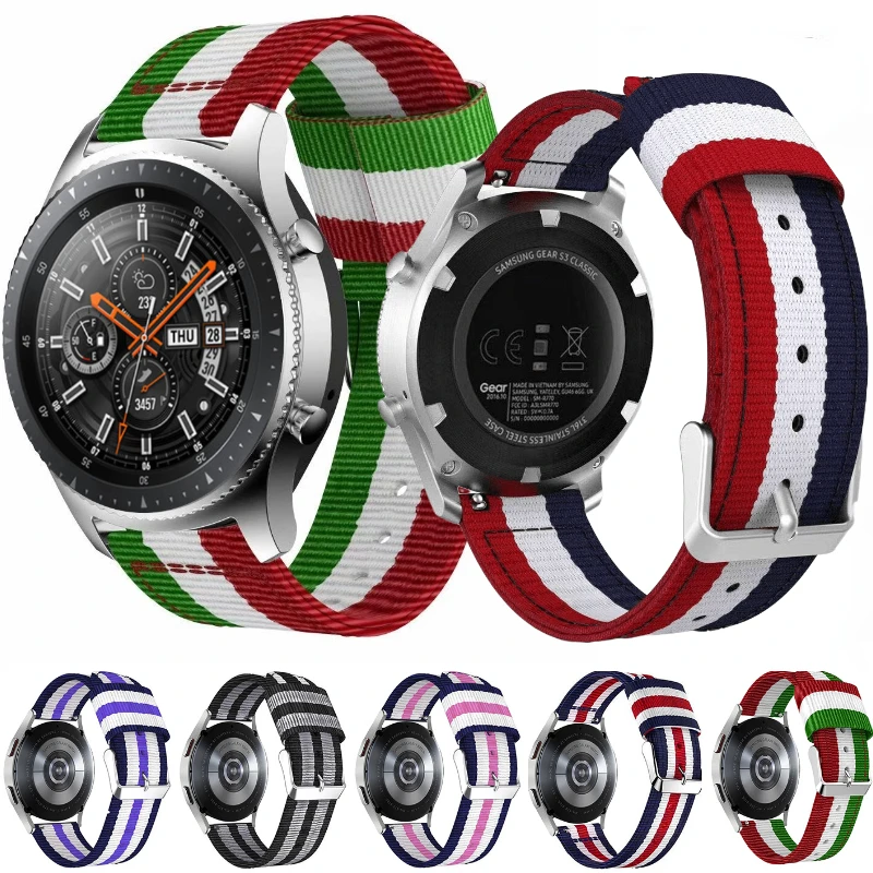Ремешок нейлоновый для Samsung Galaxy watch 3 4 5 Gear S3 Amazfit GTR 2e 3 4, спортивный Воздухопроницаемый браслет для Huawei Watch 3 4