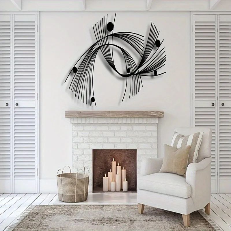 Décoration Murale Géométrique en Métal, Sculpture Minimaliste Linéaire pour Hôtel et Maison, Facile à Accrocher, Intérieur/Extérieur, Idéal pour Halloween, Noël, Nouvel An, Cadeau