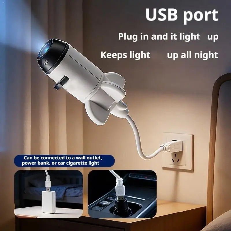 USB Starry Sky Projector Night Light – 360° Rotating LED Galaxy Lamp For Bedroom Ambience Car Accessories Interior Lights