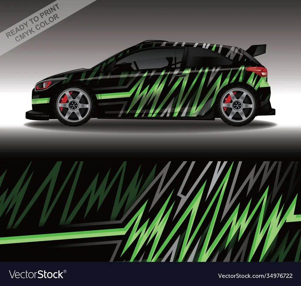 Green Racing Car Decal Car Graphic Decal Full Body Racing Vinyl Wrap Car Full Wrap Sticker Decorative Length 400cm Width 100cm
