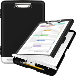 Clipboard With Storage 8.5 X11, A4 Plastic Clipboard Folder With Separate Pen Compartment Perfect For Paperwork, Nurse