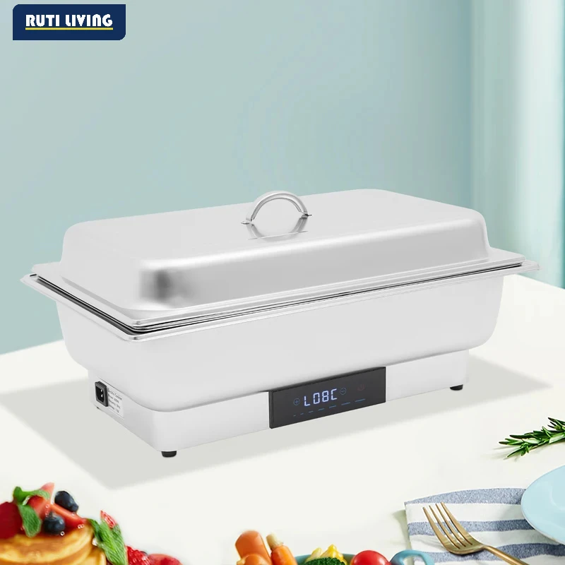 Electric Chafing Dish for Buffet Warmer Set Stainless Steel Food Warming Container with 2 Food Pans for Restaurants Snack Bars