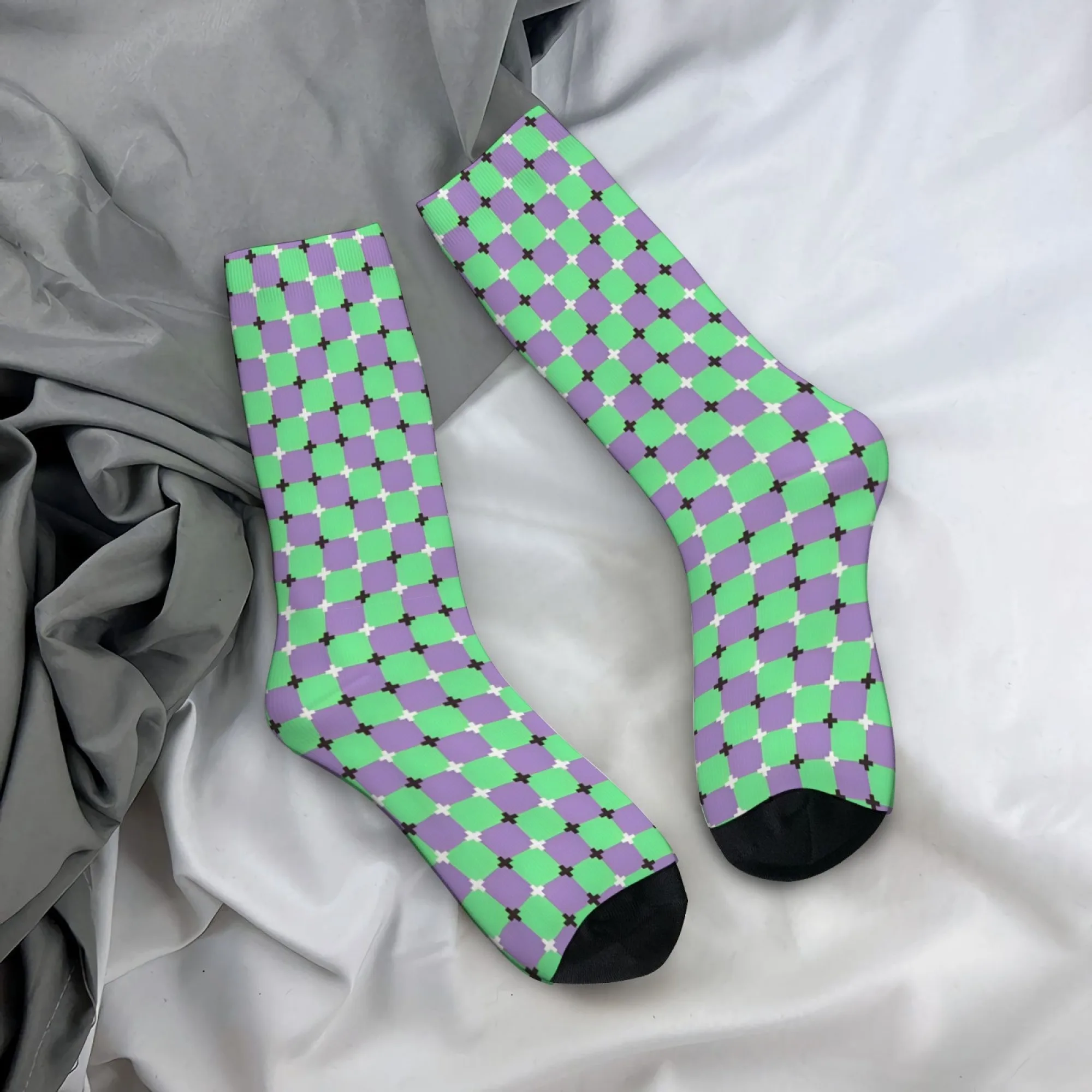 Retro Art Contrast Color Geometric Checkered Men's Socks Street Trend Casual Socks Soft Comfortable Non-slip Sports Socks Gifts