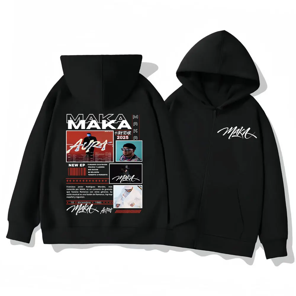 

Rapper Maka Aura Tour 2025 Zipper Hoodies Men Women Clothing Fashion Hip Hop Zip Up Pullovers High Quality Fleece Sweatshirts