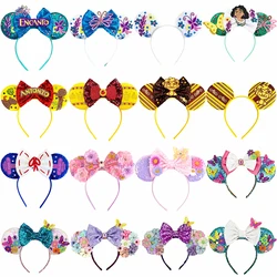 Disney Encanto Mickey Mouse Ears Headband Isabela Mirabel Headbands for Girls Kids Sequins Bow Hairbands Women Hair Accessories