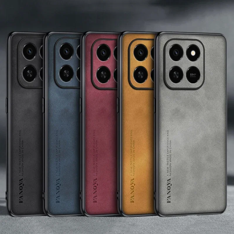 EUCAGR Für Honor 400 Smart 5G Luxus PU Leder Telefon Fall Für Honor X7D HonorX7D Zurück Abdeckung Silikon stoßfest Vollen Schutz