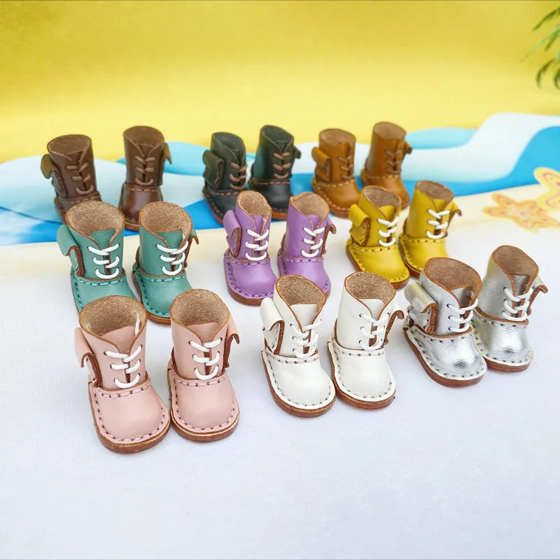 

New Handmade Fashion Blyth Doll Flat cowhide High Boots Doll Blyth Ob22 24 Shoes With Buttons For Ymy Licca Azones Ob24 Fr Doll