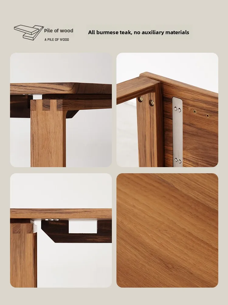 #Solid African Teak Nordic Rectangular Dining Table for Small Apartment Dining Room Furniture