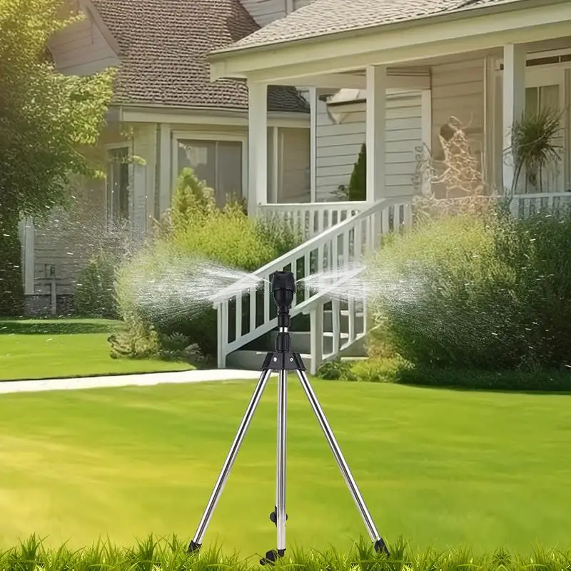 360 Rotary Irrigation Tripod Lawn Garden Sprinkler Quick Connector Impact Sprinkler Tripod Base for Garden Backyard watering