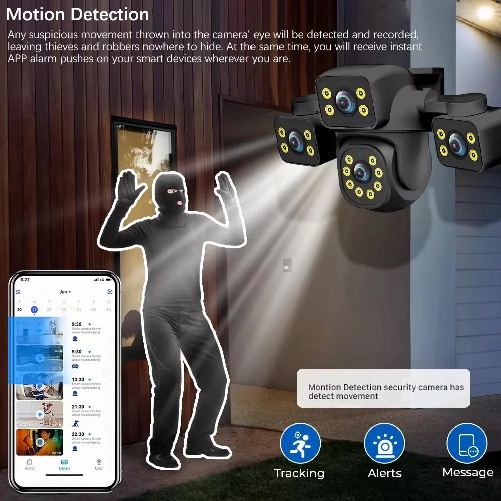 Kamera IP 15MP HD WIFI Kolorowy Tryb Nocny Trzy Ekran Trzy Obiektywy Automatyczne Śledzenie IP66 Wodoodporna CCTV Bezpieczeństwo Wideo Tuya Smart