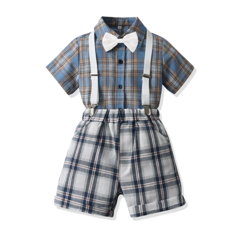 

Dropshipping A 2PCS Baby Set Children's Summer Gentleman Style Bowtie Two-Piece Polo Short Sleeve Shorts Set