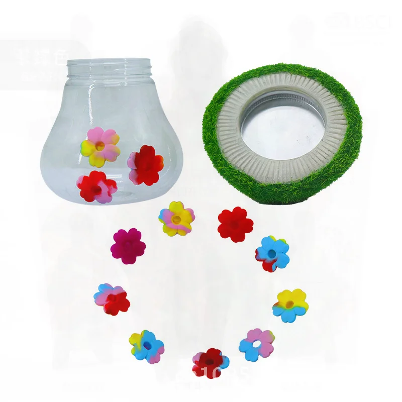 

New Hummingbird Water Feeder Outdoor Hanging Tie Dye Silicone Flower Water Feeder