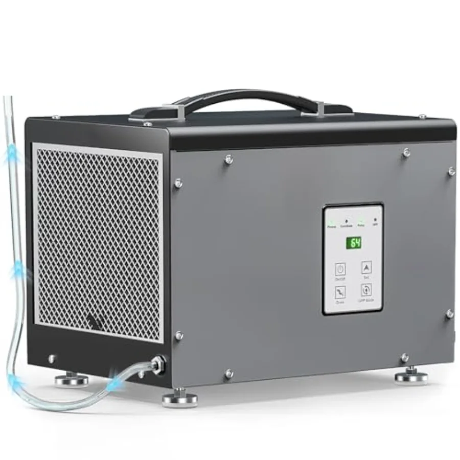 

Компактный осушитель воздуха BaseAire с насосом для подвалов и коммерческого использования, 70 PPD, технология GLGR, автоматическое размораживание, до 1000 кв. футов, Wh