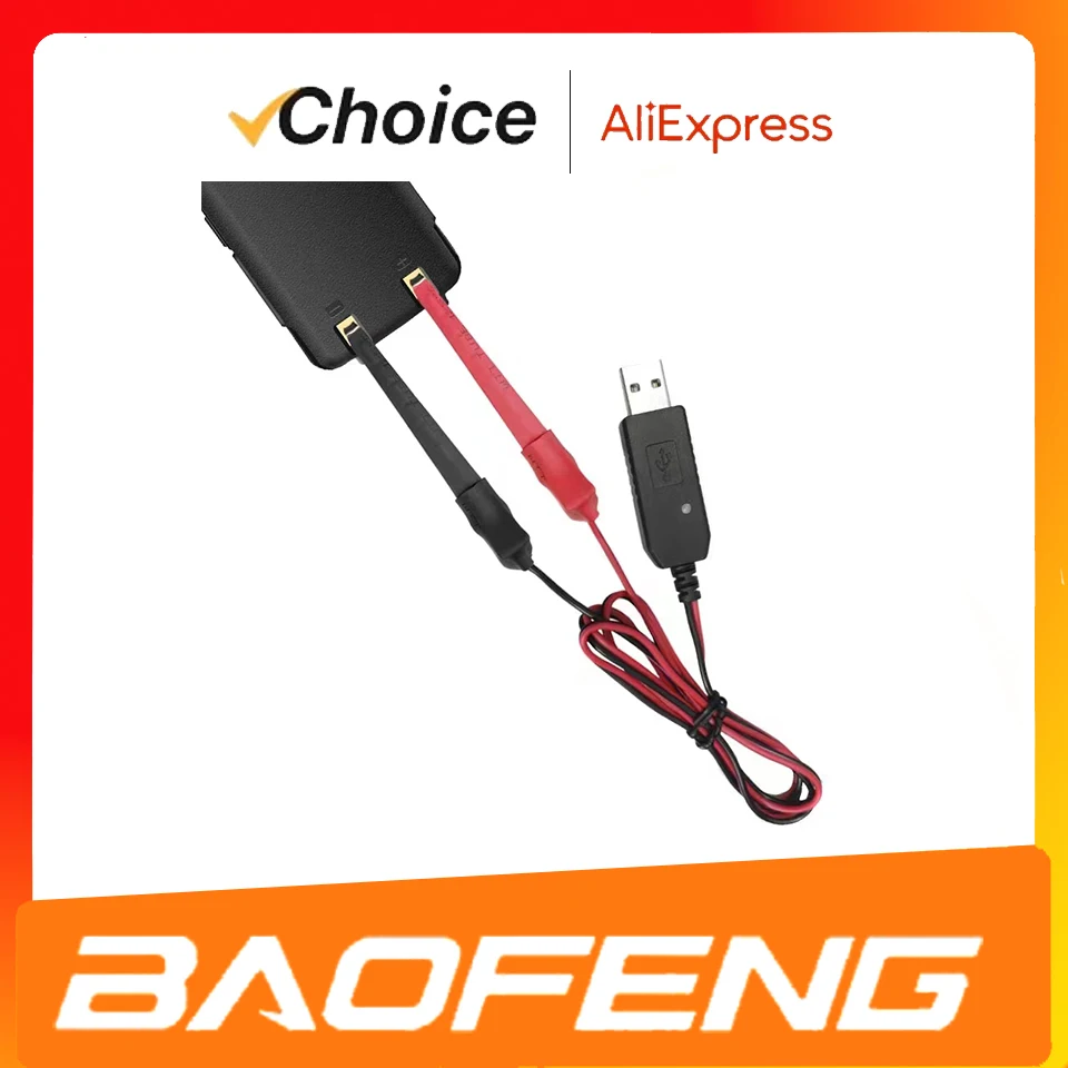 

Baofeng Official Store Walkie Talkie Universal Charger Cable For UV-5R UV-82 BF-888S Retevis Two Way Radio With Indicator Light