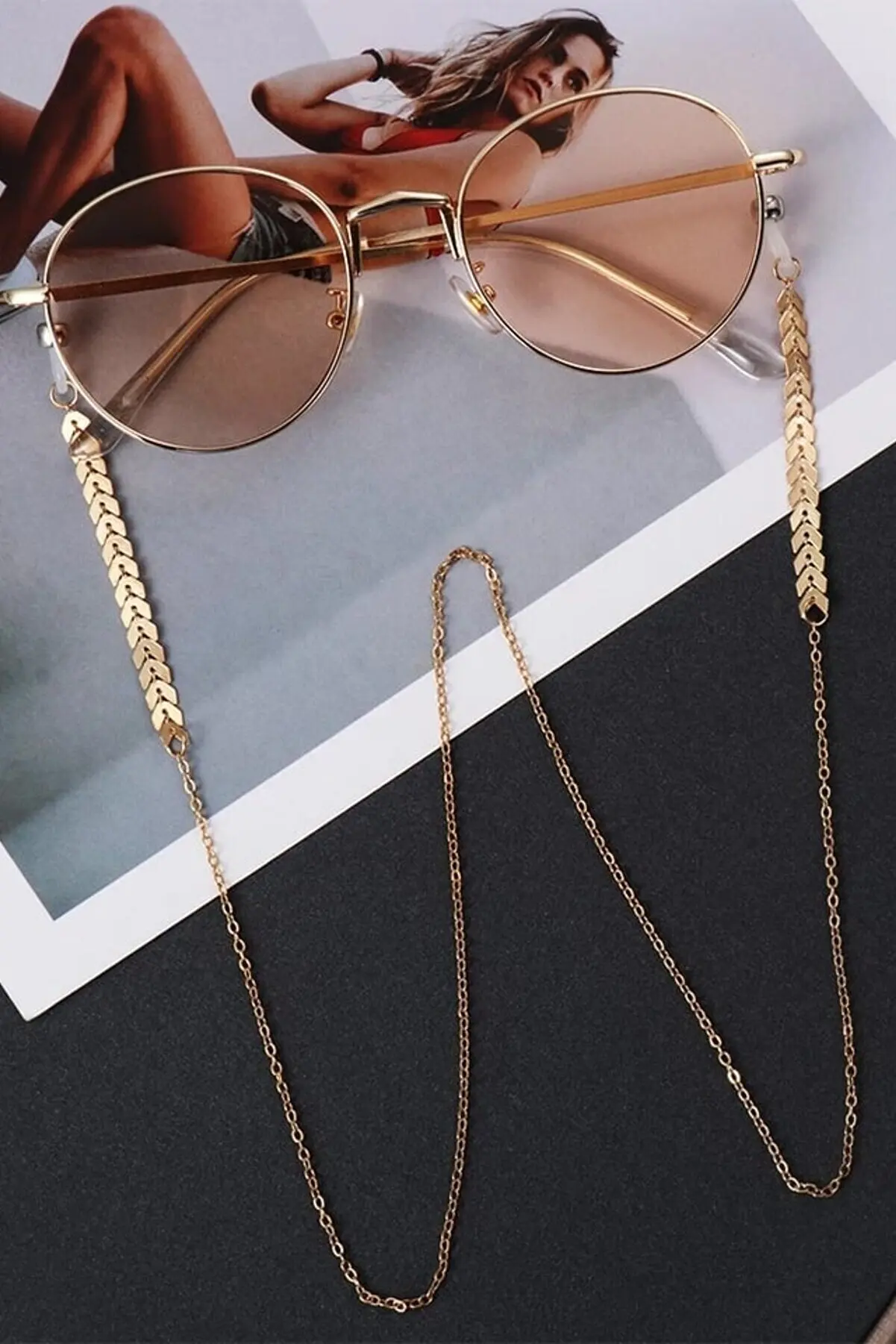 Gold Plated Women Glasses Chain Holder 75 Cm Uv Ray Protection Stylish Useful Flashy Glasses With Polarized Glasses