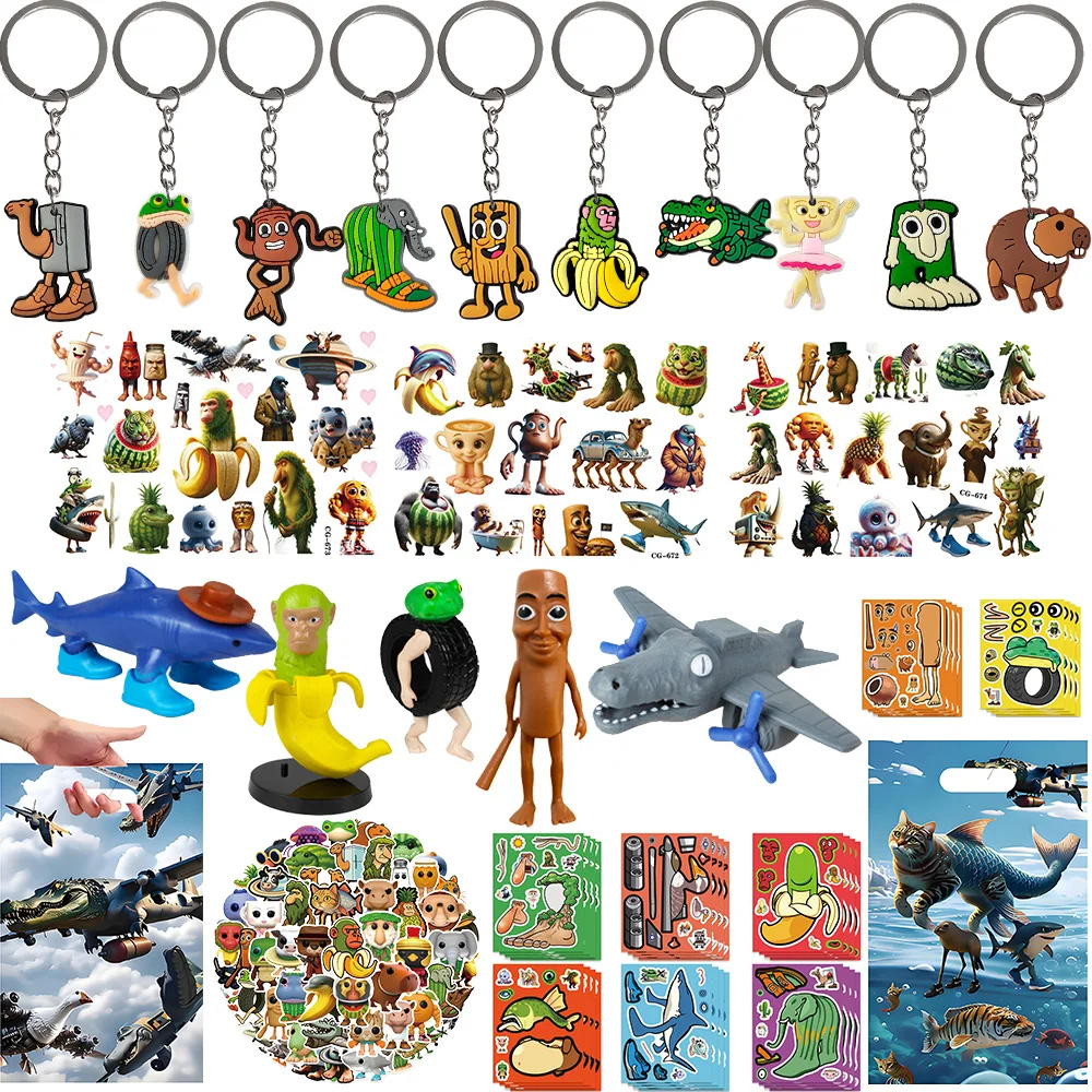 

Tralalero Tralala Brainrot Birthday Gift Bombardino Crocodilo Shimpanzini Keychain Tattoo Sticker Children Birthday Ornaments