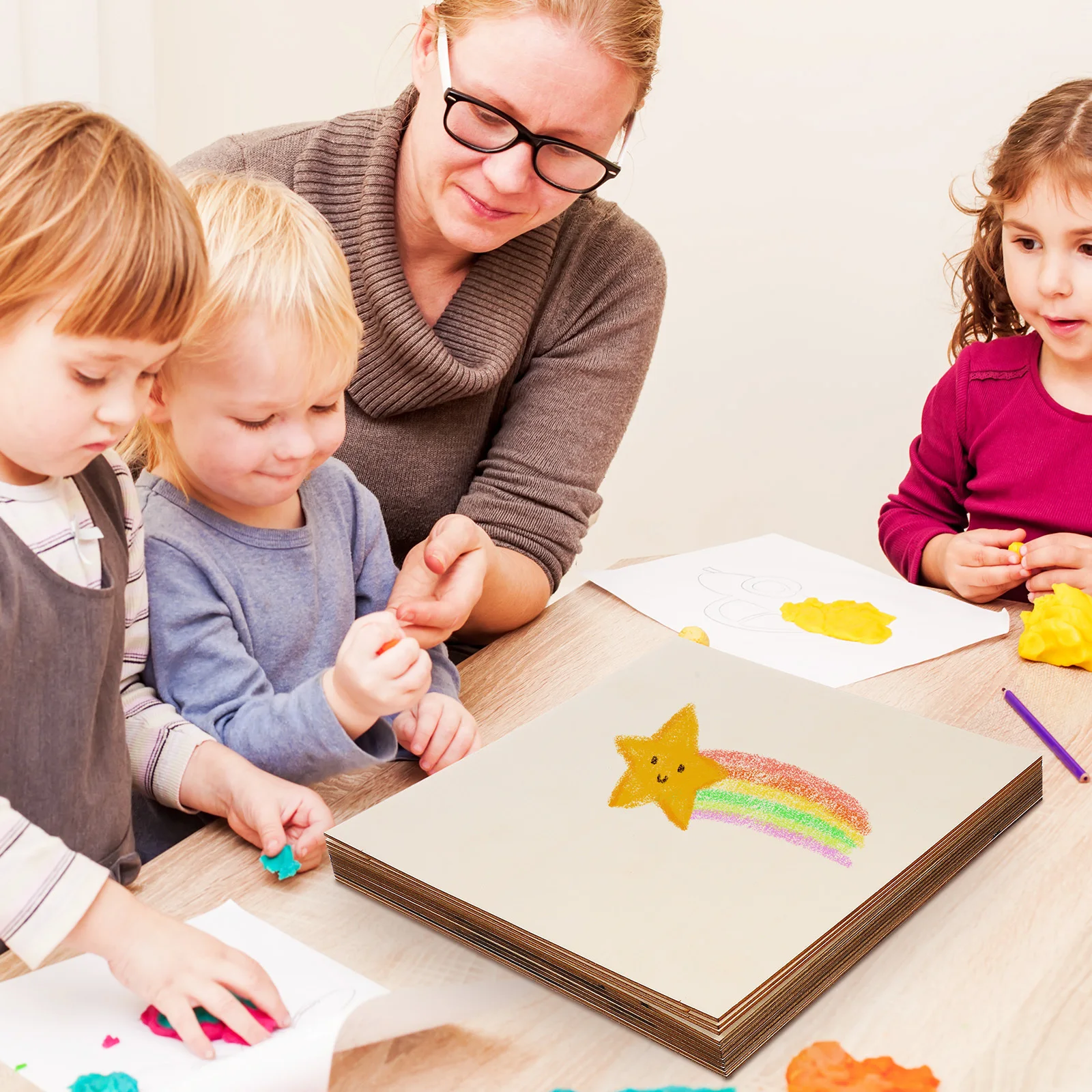 

12Pcs Blank Wood Squares Rustic Unpainted Wooden Sheets for Handmade Decorations Wall Hanging Ornaments Coasters DIY Craft Wood