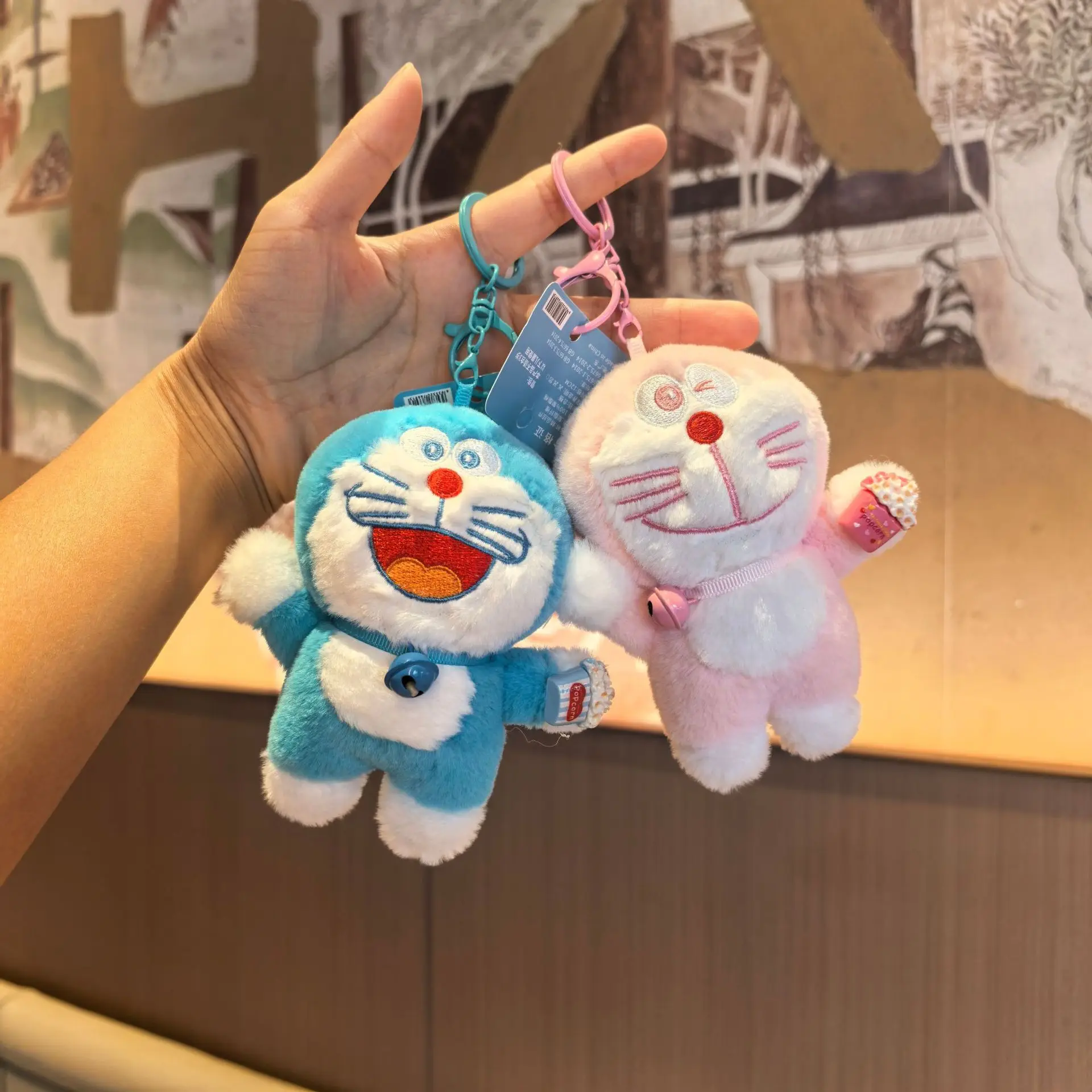 Doraemon Dorami Plush Keychain Cute Cartoon Anime Figure Stuffed Doll Keyring Backpack Pendant Soft Plushie Key Holder Gift