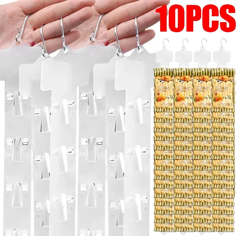 10/1Pcs Plastic Snack Hanging Strips Store Snacks Display Hanger with Hooks Supermarket Rack Merchandising Storage Clip Strip
