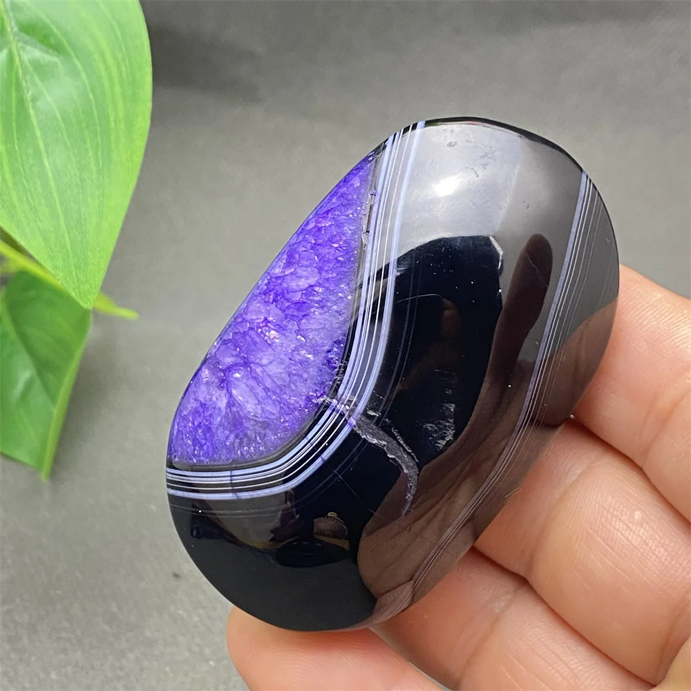 Natural Purple Agate Palm And Heart Shape Hand Polished Spiritual Ornaments Home Decoration Holiday Gifts