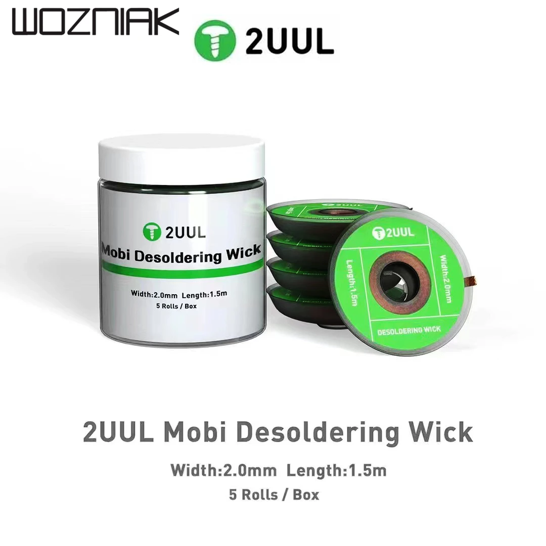 2UUL Mobi Desoldering Wick 2.0mm 1.5M Solder Remover Sucking Tin Belt BGA Absorbtion Line for BGA Repair Soldering Wire