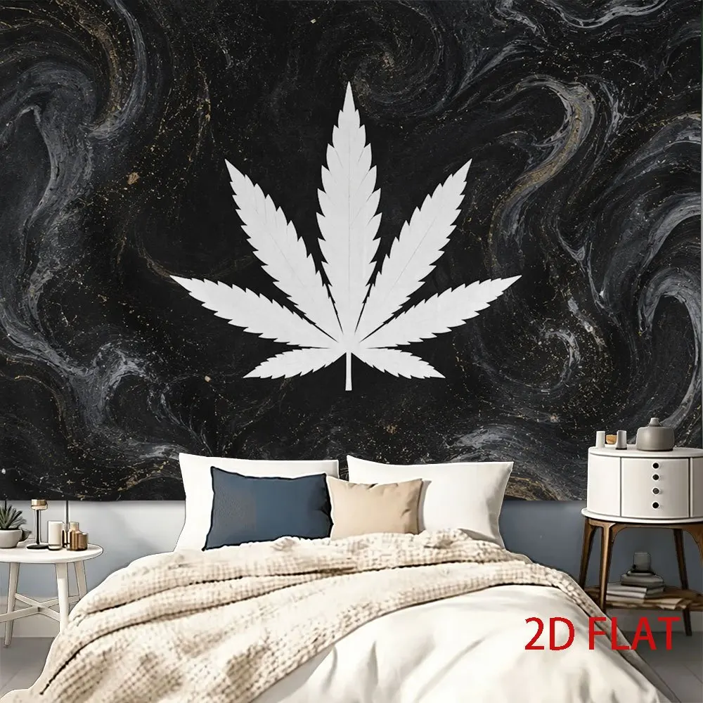 Luxury Cosmic Galaxy Marble Pattern Tapestry Wall Decor Hanging Cannabis Leaf Marijuana Art Boho Bohemian Living Room Banner