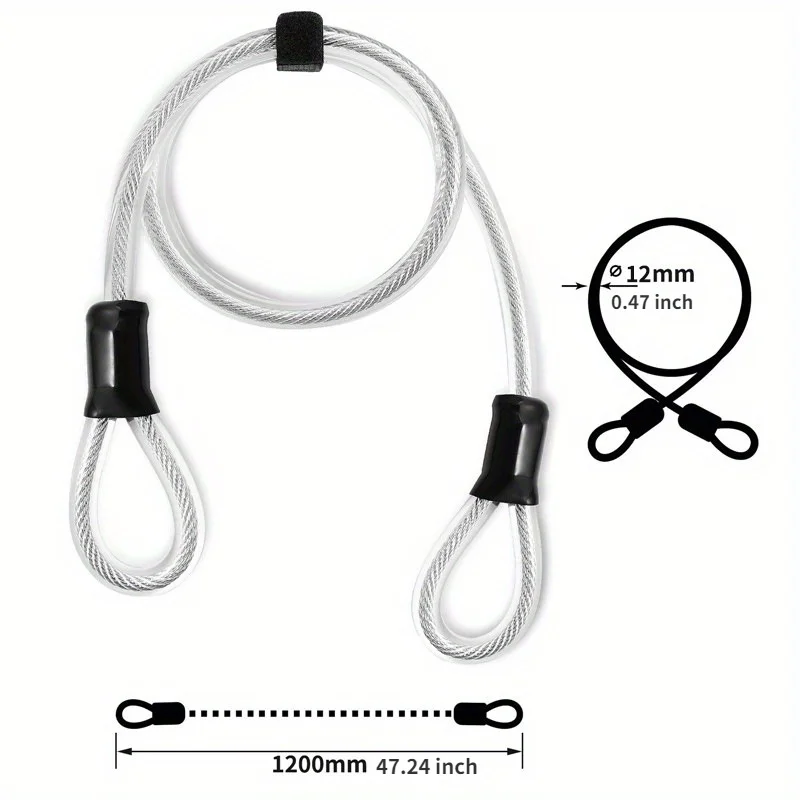 1.2m Bike Lock-Anti-Theft Security Cable Chain for Cycling,Motorcycle,Helmet Protection Bicycle Accessories