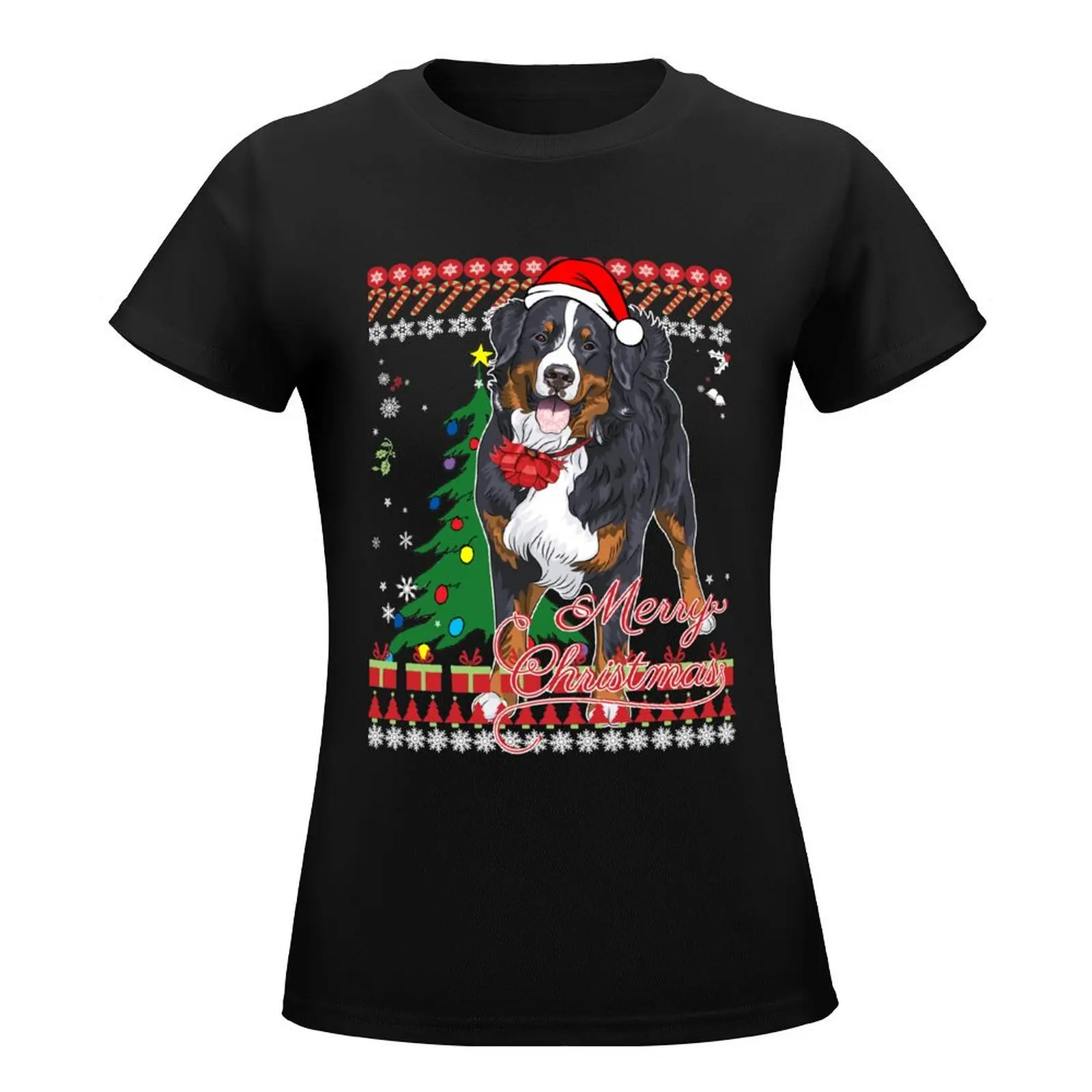 Bernese Mountain Dog Ugly Christmas Sweater Shirt T-Shirt Blouse cute clothes kawaii clothes tees t-shirts for Women loose fit