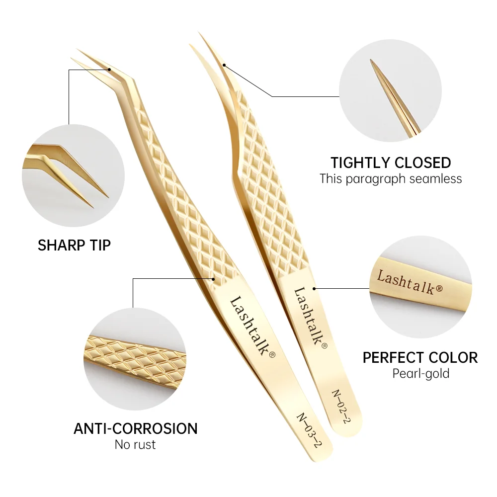 Lashtalk Eyelash Extension Tweezers Makeup Tools From Nagaraku Stainless Steel Non-magnetic Volume FakeLashes Supplies Accurate