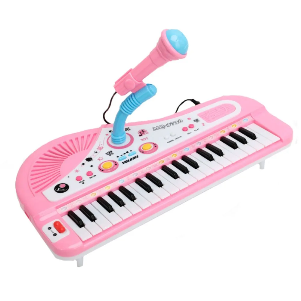 Plástico 37 teclas piano brinquedo musical com microfone montessori 37 teclas teclado eletrônico instrumentos musicais multifuncionais