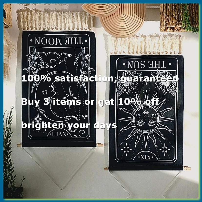 Printed Tassel Tapestry Decorative Hanging Cloth Background Wall Cloth for Studio, Bedroom and Living Room B