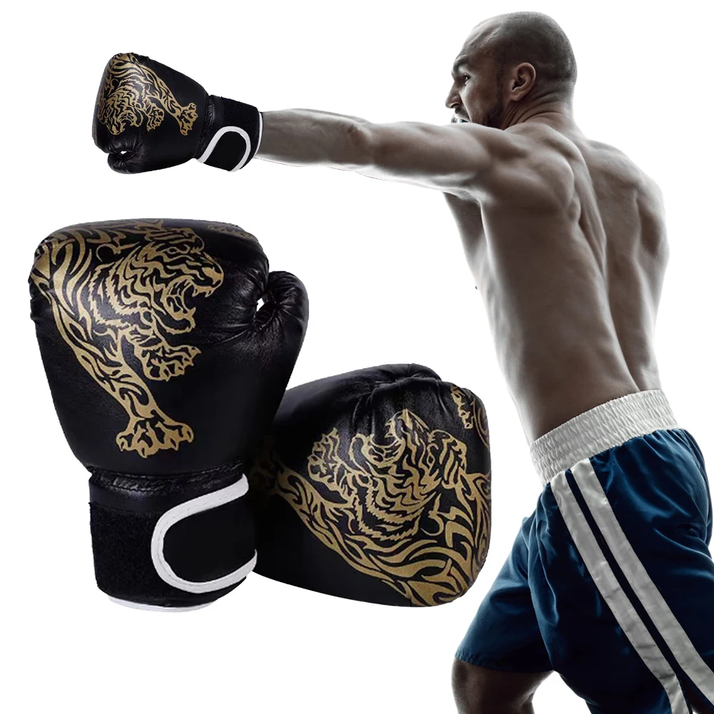 Boxing Gloves Breathable Sanda Boxing Gloves PU Leather Professional Boxing Gloves Fighting Taekwondo Mitts for Training Sandbag