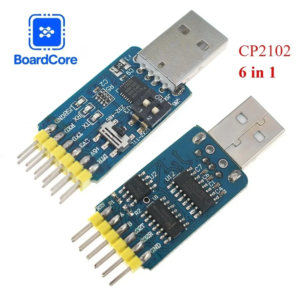 6 in 1 Multifunctional CP2102 Usb To TTL Serial Port Convert Module  485 232 Mutual Convert Compatible with 3.3V 5V Level Module