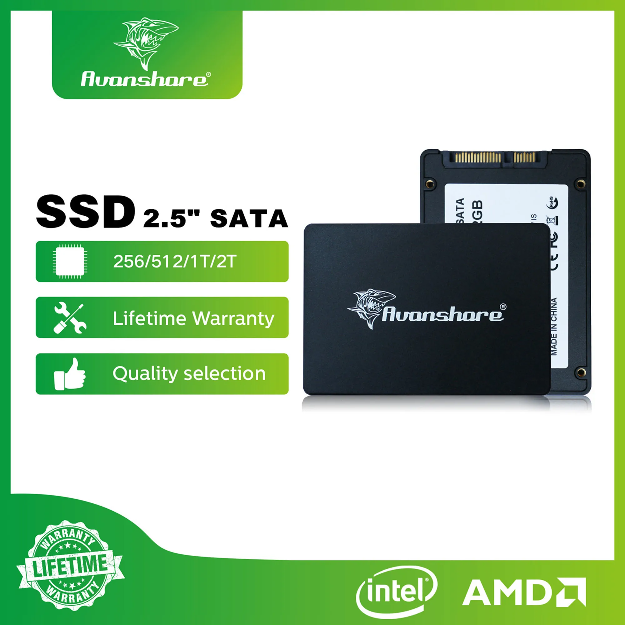 

Avanshare SSD Hard Disk 128GB 256GB 512GB 1TB Sata 3 2.5" 2TB Solid State Drive Disk for Desktop Laptop