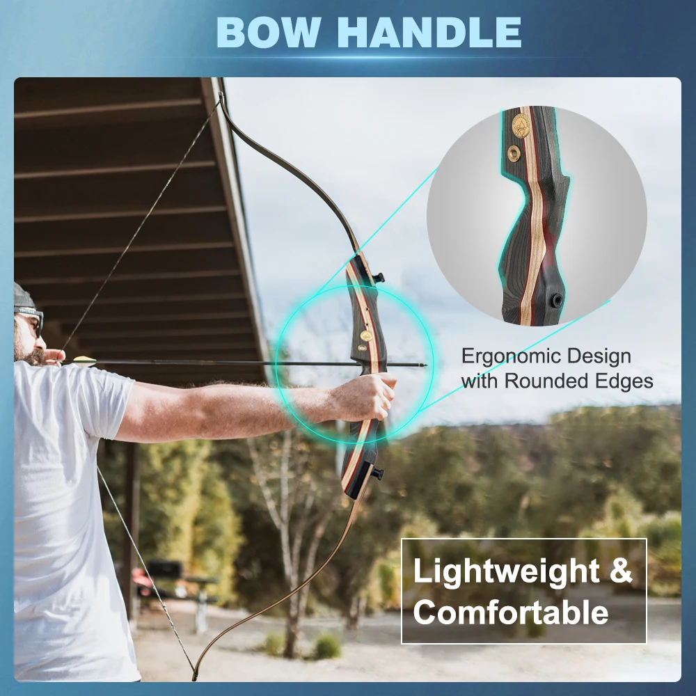 62" Take Down Recurve Bow 20-50lbs Archery Hunting Right Hand Target Longbow Shooting Practice Bow for Beginner 148cm Bowstring